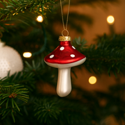 8cm red and white glass mushroom Christmas tree ornament