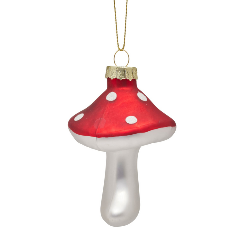 8cm red and white glass mushroom Christmas tree ornament