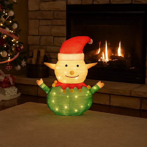 3D glitter elf Christmas light – 72x45x15cm decorative figure with LED illumination for indoor or outdoor holiday décor