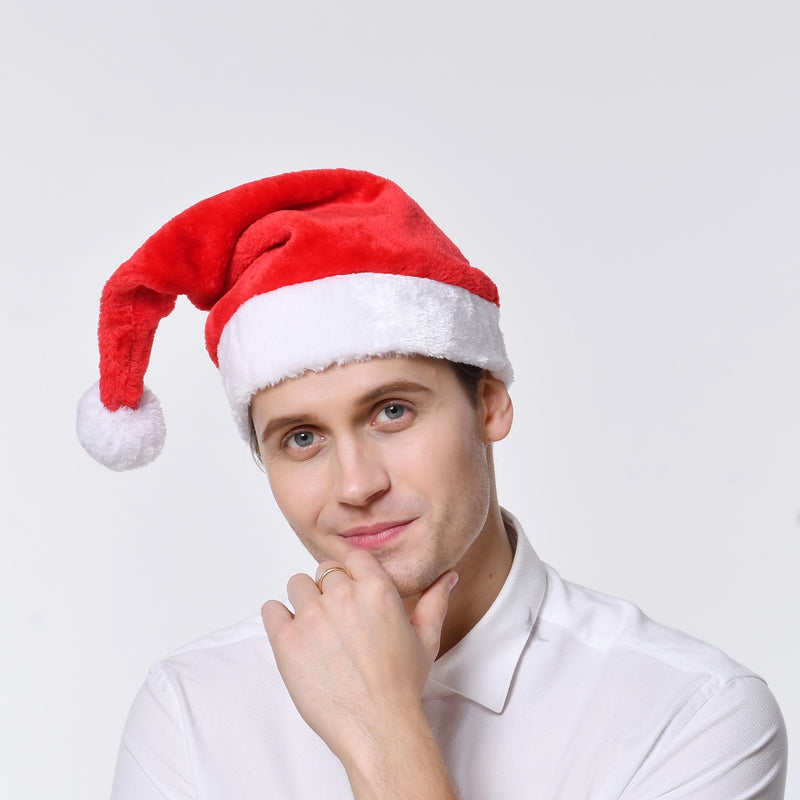 Deluxe Santa hat with red velvet fabric and white faux fur trim
