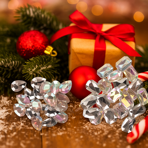 16g pack of assorted diamante decorations in sparkling gem shapes and colors