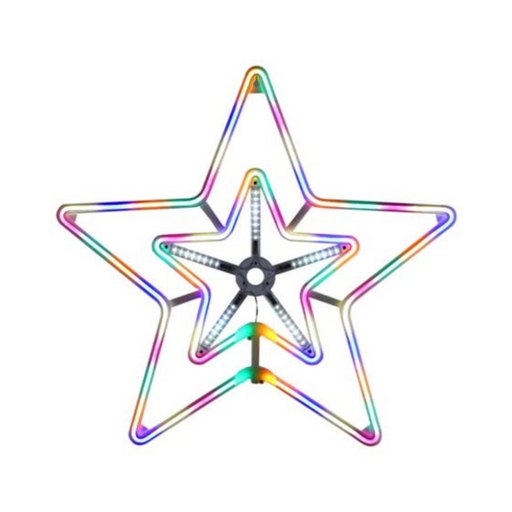 Digital Shooting Neon Star 56x51cm – multicolour and white LED neon star decoration for Christmas, parties, and festive displays