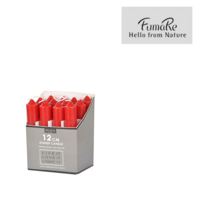 Ronis Dinner Candle Red 12Pc D2.15X12cmh 12Pcs Pdq Box