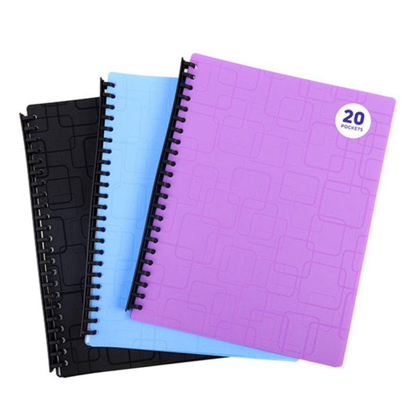 Ronis Display Book PP Cover A4 20 Pockets Emb Pattern Assorted