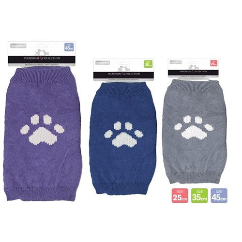 Dog jumper paw print paw design assorted colours sizes 25cm 35cm 45cm warm pet sweater