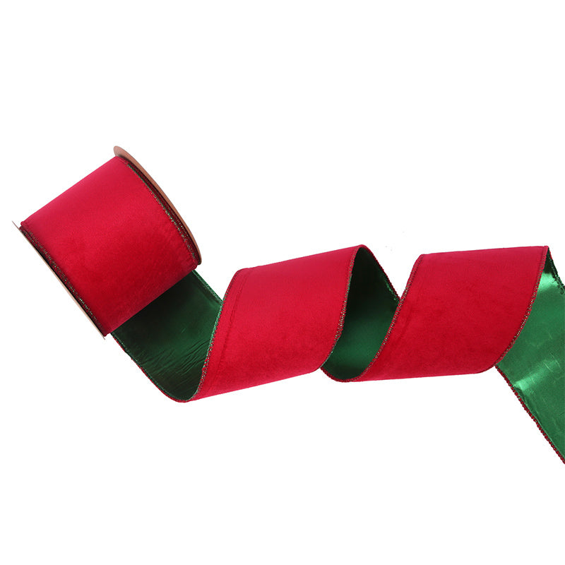 Ronis Double Sided Wire Edge Tree Ribbon 10x100cm Burgundy Velour