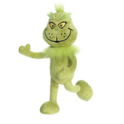 30cm Poseable Dr. Seuss Aurora Grinch Plush with Armature Legs and Arms.