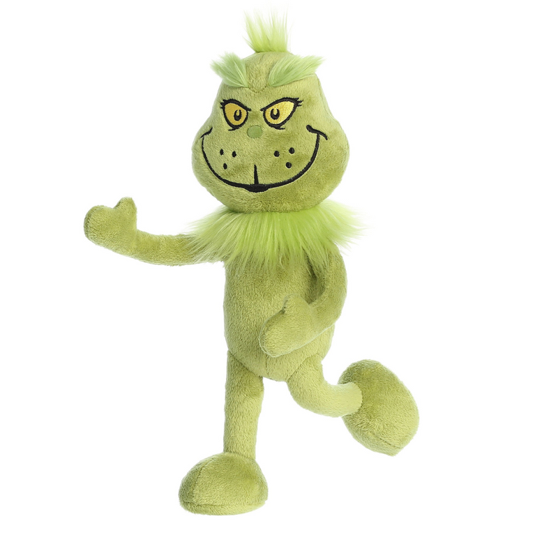 30cm Poseable Dr. Seuss Aurora Grinch Plush with Armature Legs and Arms.