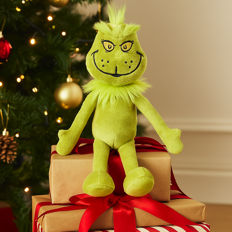 30cm Poseable Dr. Seuss Aurora Grinch Plush with Armature Legs and Arms.