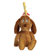 Dr. Seuss Max plush dog with antlers and a red ribbon, 17cm tall.