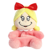 Palm-sized 12cm Aurora Palm Pals plush of Cindy-Lou Who in a pink dress with bow, from Dr. Seuss.