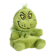 Dr. Seuss Aurora Palm Pals Grinch plush with a mischievous grin, 12cm tall.