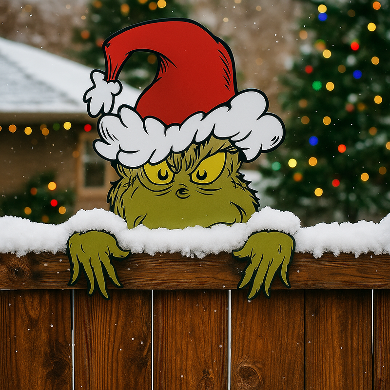 Dr. Seuss Festive Fence Sitter 40cm Grinch in Santa suit with dangling legs