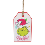 Dr. Seuss Grinch pink “Be Nice” door hanger sign, 18.5x2.5x31.2cm festive Christmas decoration.