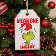 Dr. Seuss Grinch Door Hanger Sign with “You're a Mean One” phrase – holiday Grinch décor in red and green, 18.5x2.5x31.2cm.
