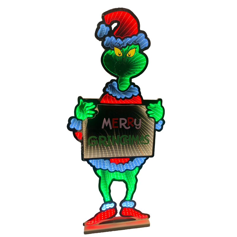Dr. Seuss 92cm Standing Grinch with infinity LED light effect, indoor Christmas decoration.