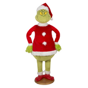 Life-size 183cm Animated Fuzzy Grinch figure with movement and sound – Dr. Seuss Christmas décor