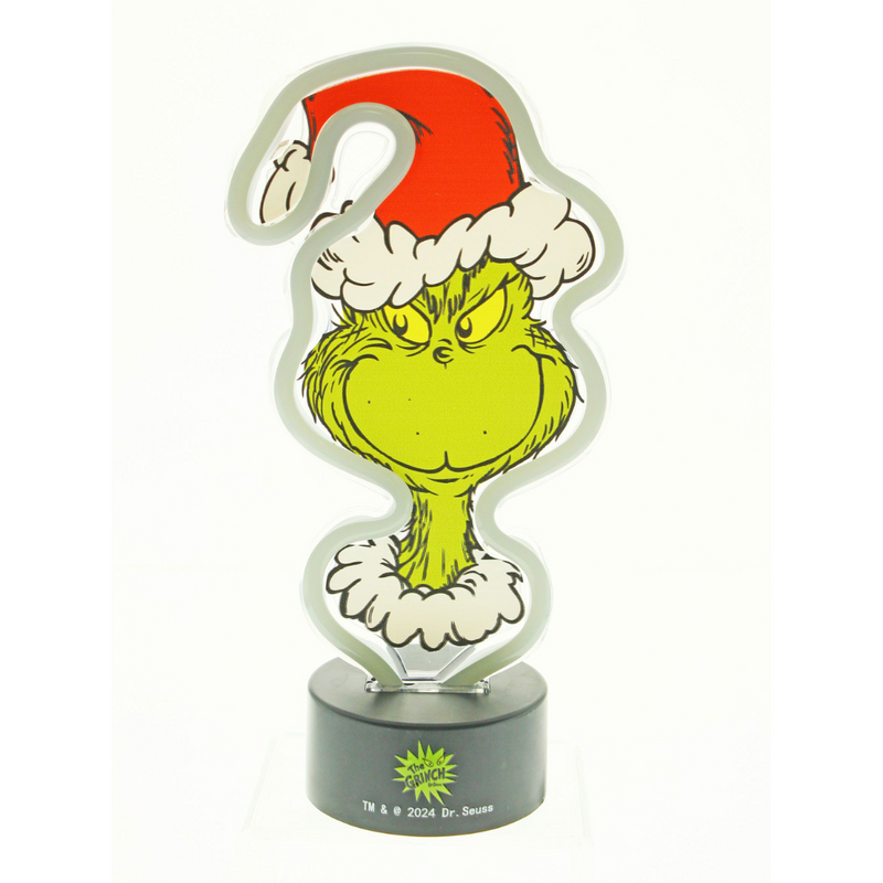 Dr. Seuss Neon Grinch Smile light featuring the iconic glowing Grinch smirk in bright neon-style design.