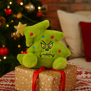 12cm Aurora Palm Pals Grinch plush in Christmas tree costume with star, from Dr. Seuss collection