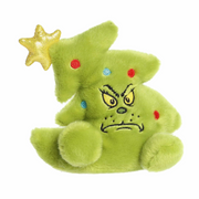 12cm Aurora Palm Pals Grinch plush in Christmas tree costume with star, from Dr. Seuss collection