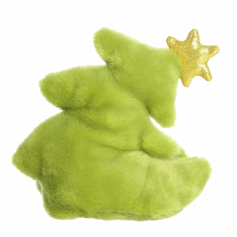 12cm Aurora Palm Pals Grinch plush in Christmas tree costume with star, from Dr. Seuss collection