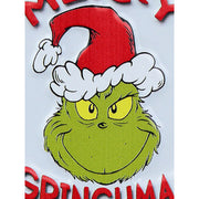 Dr. Seuss Small Metal Sign with “Merry Grinch” design in festive red and green – Grinch holiday decoration, 15x10cm.