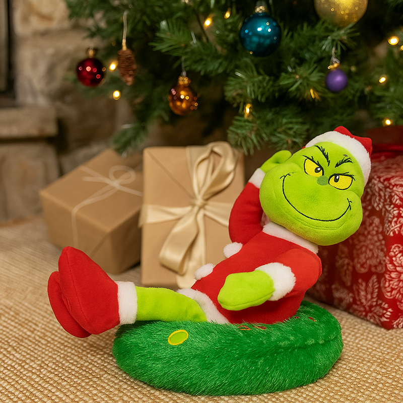 Dr. Seuss Grinch Spinning Vacuum in Christmas Wreath – Animated Holiday Decor 22x26x19cm.