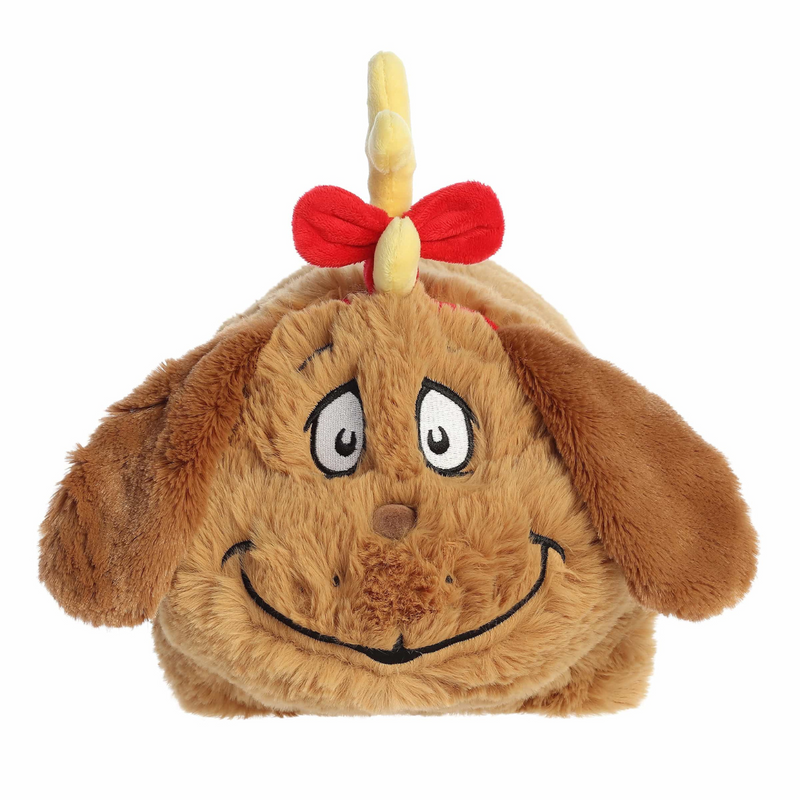 Round Max the Dog Spudsters plush toy with antler headband from Dr. Seuss Grinch collection.
