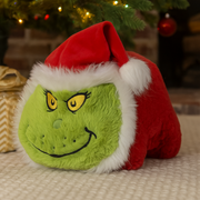 Round Grinch Spudsters plush toy in Santa outfit from Dr. Seuss collection