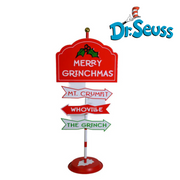 Dr. Seuss Grinch Stand Sign featuring a colorful freestanding Grinch character with festive holiday design. – thumbnail