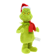 Dr. Seuss Grinch Waddler wearing Santa hat and red scarf, 17x12x27cm, animated holiday decoration – thumbnail
