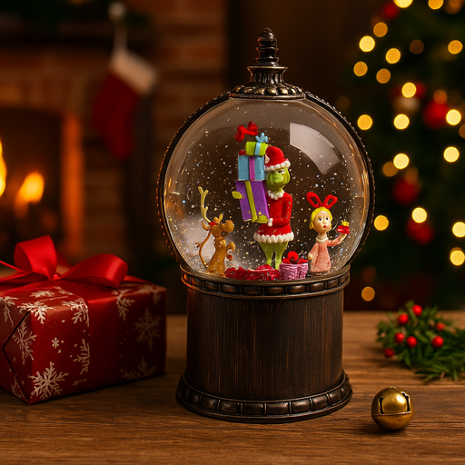 Dr. Seuss Grinch Water Lamp with glitter effect and LED lights, 26cm Christmas decoration