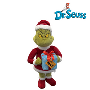 56cm Dr. Seuss Holiday Greeter Grinch Holding Gift for Max in Santa Outfit