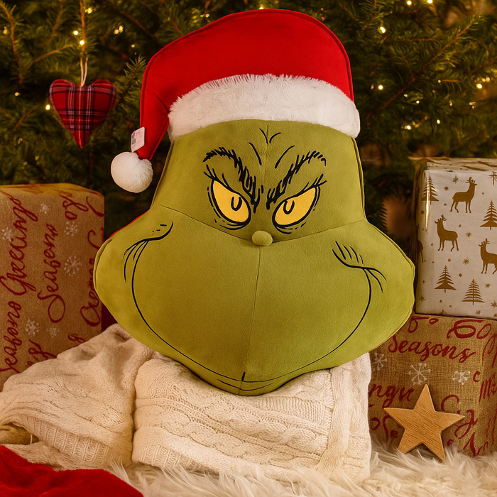 Seuss Holiday Wall Hanging Grinch Head with Santa Hat 73cm