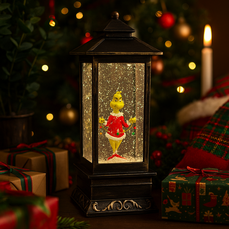 Dr. Seuss Grinch Lantern with String Lights – 31cm Light-Up Christmas Decoration.