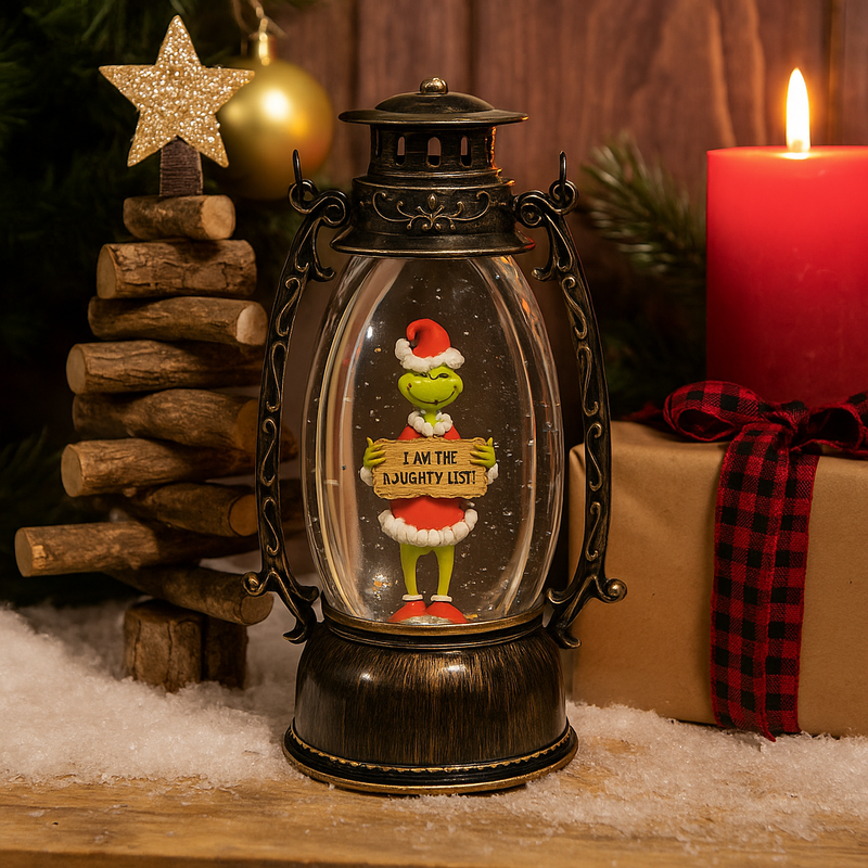 24cm Dr. Seuss Grinch Lantern – "I Am the Naughty List" Light-Up Christmas Decoration