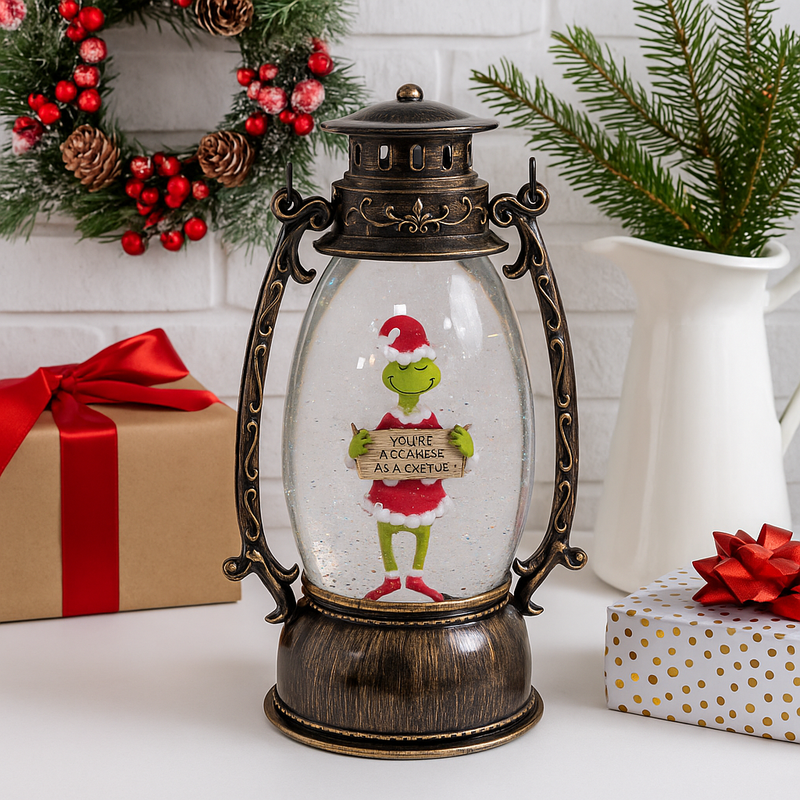 Dr. Seuss 24cm lantern with “You're As Cuddly As a Cactus” Grinch quote and LED glow