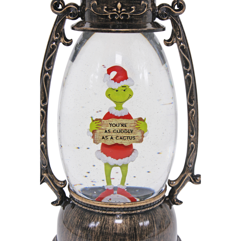 Dr. Seuss 24cm lantern with “You're As Cuddly As a Cactus” Grinch quote and LED glow