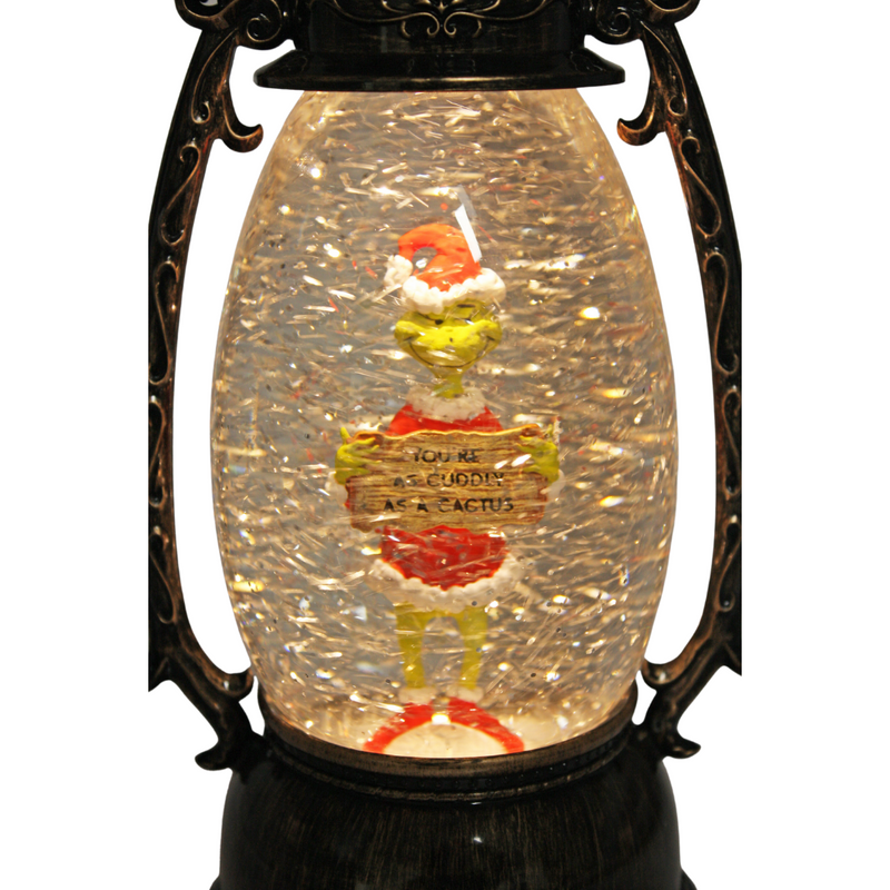 Dr. Seuss 24cm lantern with “You're As Cuddly As a Cactus” Grinch quote and LED glow