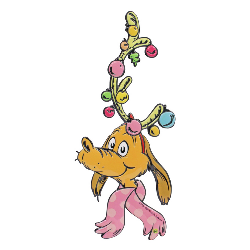 Dr. Seuss Max Hanging Sign featuring Max the dog with festive antler – Christmas wall décor, 19x0.6x46cm.