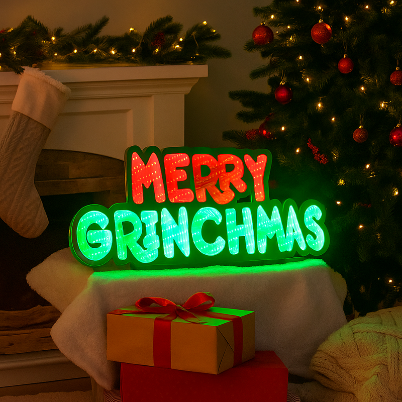 Dr. Seuss Merry Grinchmas 50cm Infinity Hanging Light – LED Indoor Christmas Decoration.