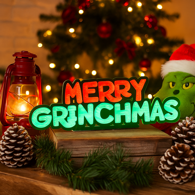 Dr. Seuss Merry Grinchmas Infinity Light 90cm with vibrant Grinch design and glowing LED infinity effect.