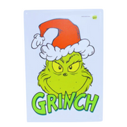 Dr. Seuss Metal Grinch Head wall décor with mischievous smile, 35x24cm.