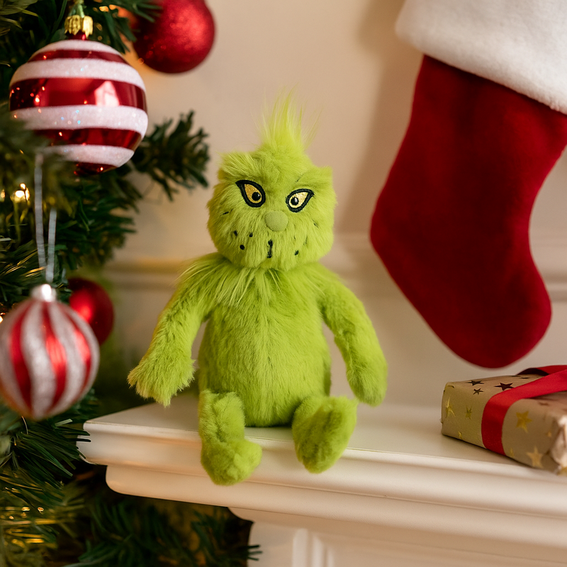 Miniature Dr. Seuss Grinch Plush Toy – 2.54cm Tall with Green Fur.