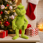 Dr. Seuss 40cm Grinch Plush Toy with Green Fur and Mischievous Smile.
