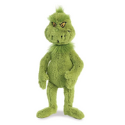 Dr. Seuss 40cm Grinch Plush Toy with Green Fur and Mischievous Smile.