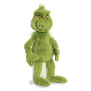 Dr. Seuss 40cm Grinch Plush Toy with Green Fur and Mischievous Smile.