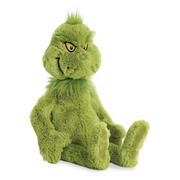 Dr. Seuss 40cm Grinch Plush Toy with Green Fur and Mischievous Smile.