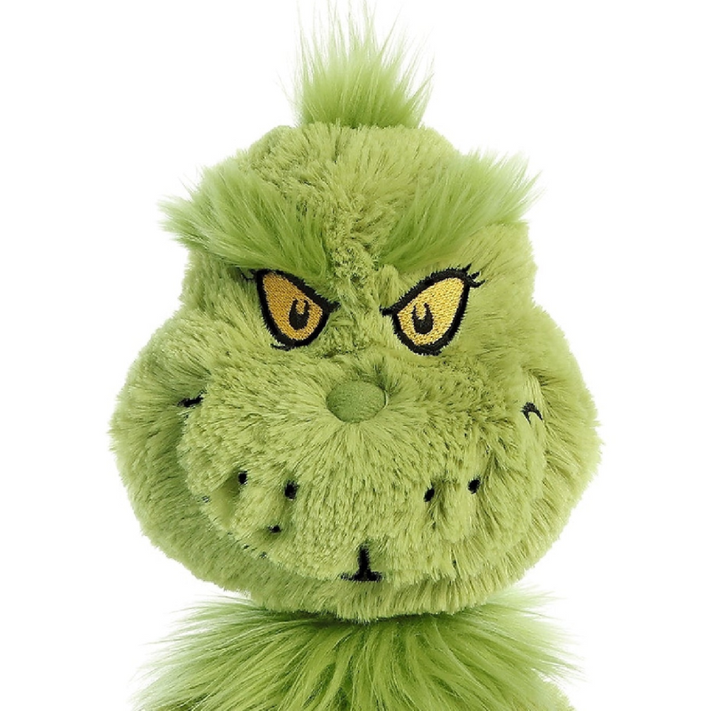 Dr. Seuss 40cm Grinch Plush Toy with Green Fur and Mischievous Smile.