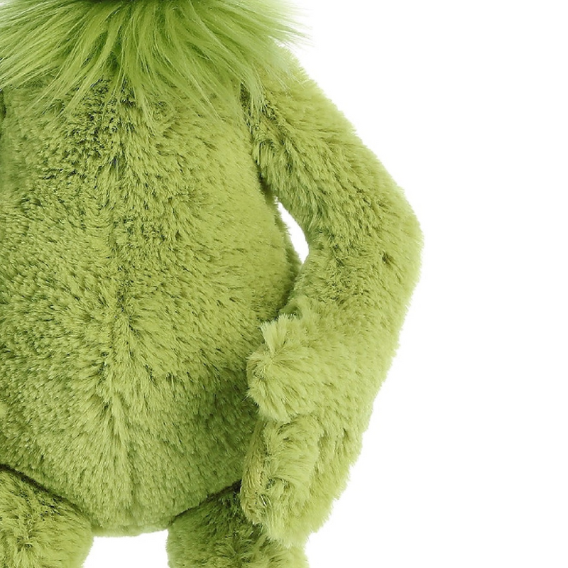Dr. Seuss 40cm Grinch Plush Toy with Green Fur and Mischievous Smile.